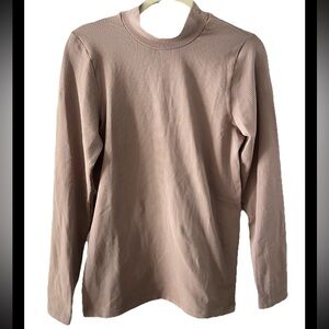 Athleta Ribbed mock neck Long Sleeve Top brown l